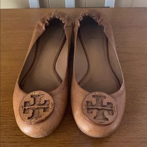 Tory Burch Tan Flats with Logo